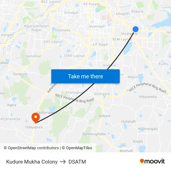 Kudure Mukha Colony to DSATM map