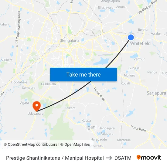 Prestige Shantiniketana / Manipal Hospital to DSATM map