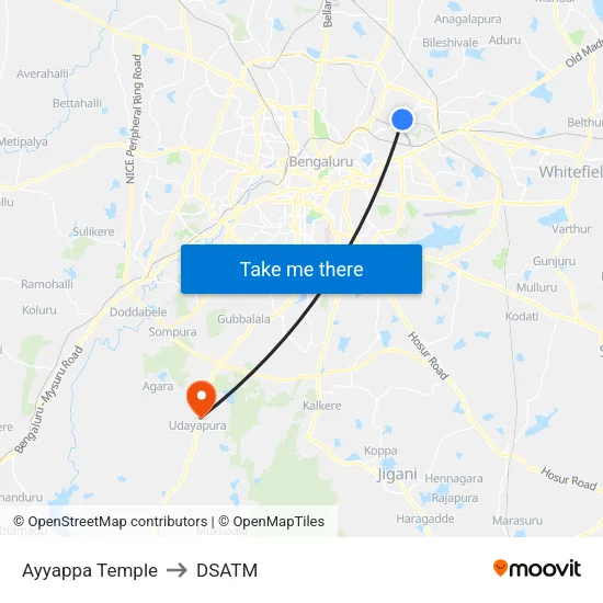 Ayyappa Temple to DSATM map