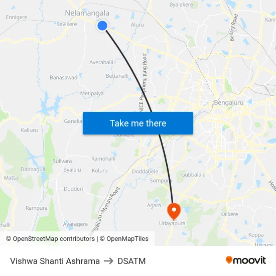 Vishwa Shanti Ashrama to DSATM map