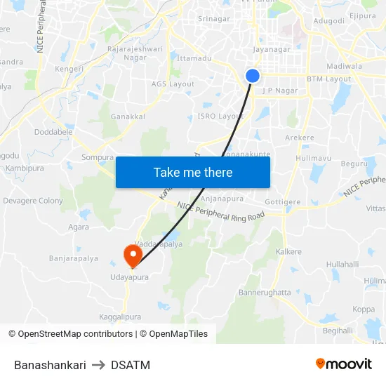 Banashankari to DSATM map