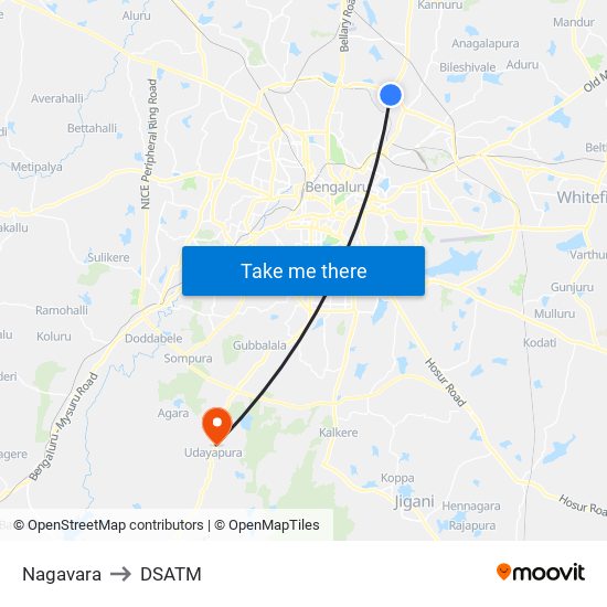 Nagavara to DSATM map