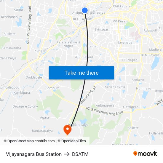 Vijayanagara Bus Station to DSATM map