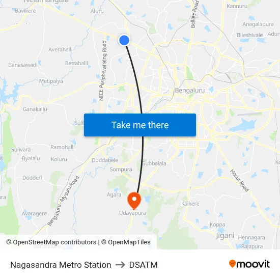 Nagasandra Metro Station to DSATM map