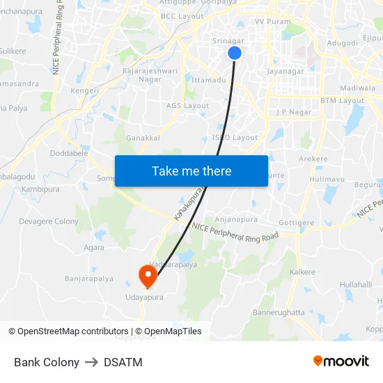 Bank Colony to DSATM map