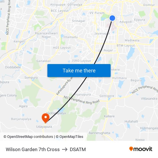 Wilson Garden 7th Cross to DSATM map