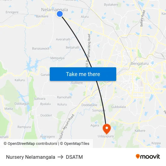 Nursery Nelamangala to DSATM map