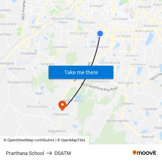 Prarthana School to DSATM map