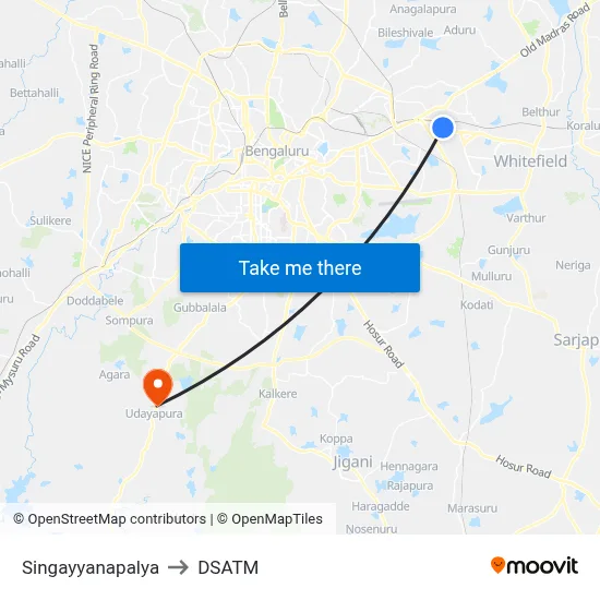 Singayyanapalya to DSATM map