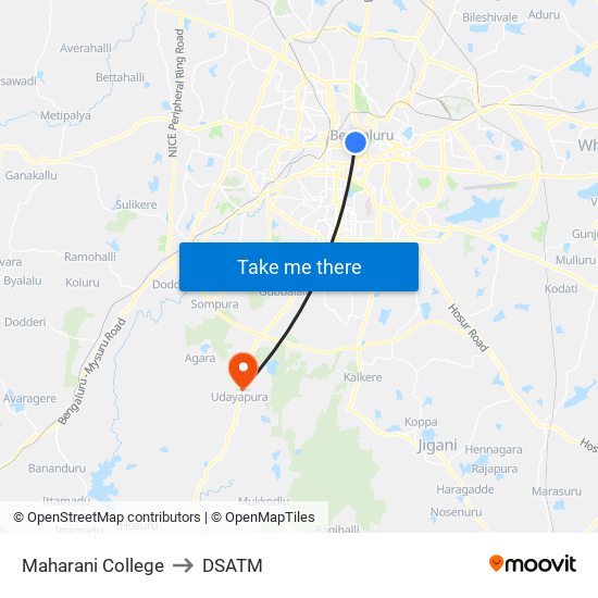 Maharani College to DSATM map