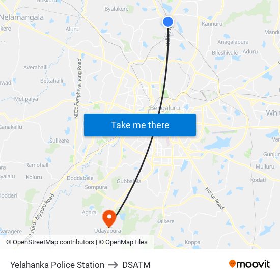 Yelahanka Police Station to DSATM map