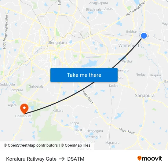 Koraluru Railway Gate to DSATM map