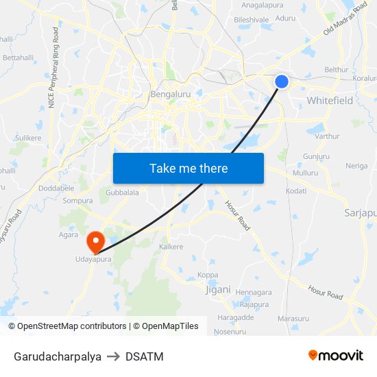 Garudacharpalya to DSATM map