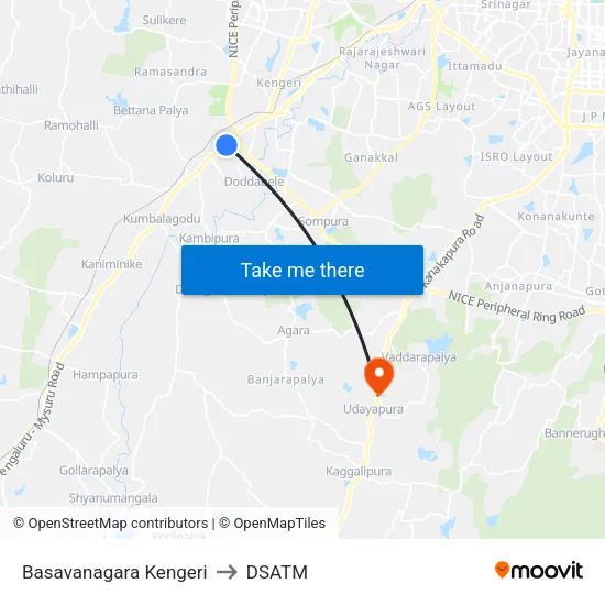 Basavanagara Kengeri to DSATM map