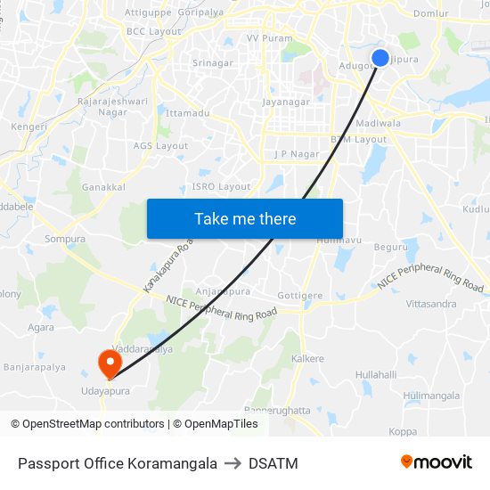 Passport Office Koramangala to DSATM map