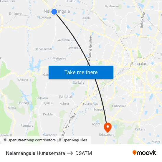 Nelamangala Hunasemara to DSATM map