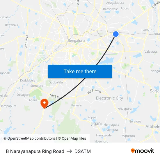 B Narayanapura Ring Road to DSATM map