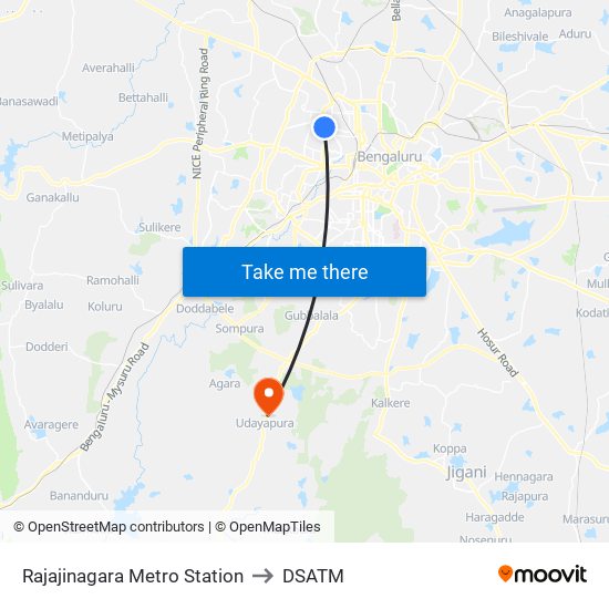 Rajajinagara Metro Station to DSATM map