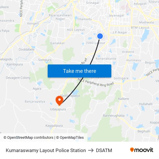 Kumaraswamy Layout Police Station to DSATM map