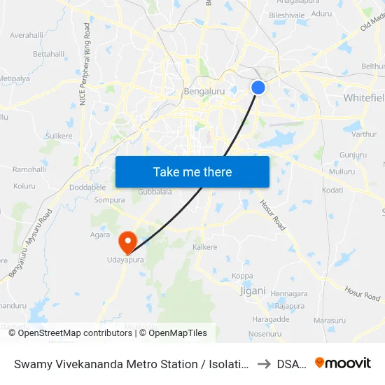 Swamy Vivekananda Metro Station / Isolation Hospital to DSATM map