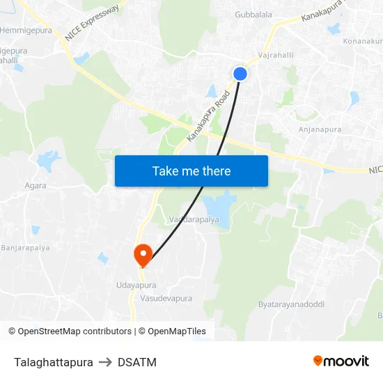 Talaghattapura to DSATM map