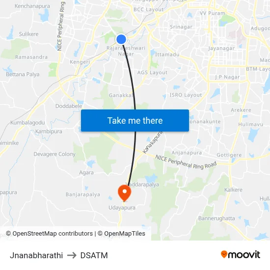 Jnanabharathi to DSATM map