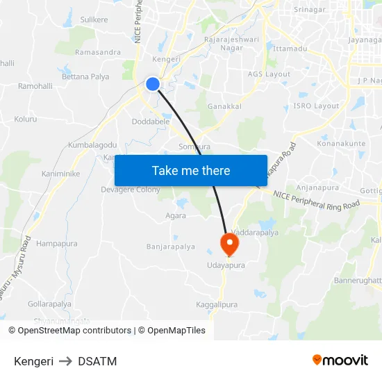 Kengeri to DSATM map