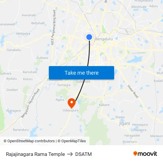 Rajajinagara Rama Temple to DSATM map