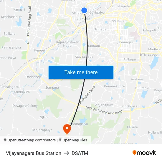 Vijayanagara Bus Station to DSATM map