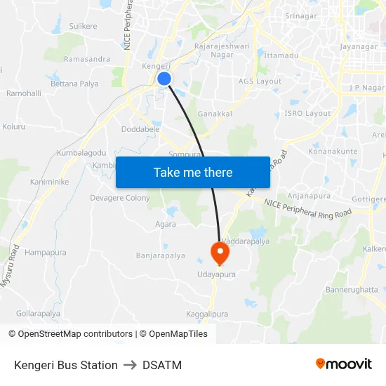Kengeri Bus Station to DSATM map