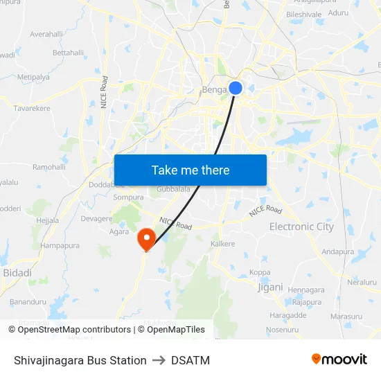 Shivajinagara Bus Station to DSATM map
