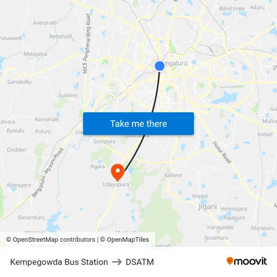 Kempegowda Bus Station to DSATM map
