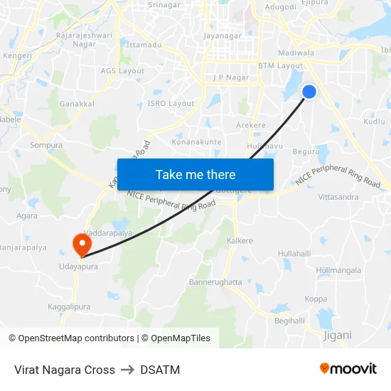Virat Nagara Cross to DSATM map