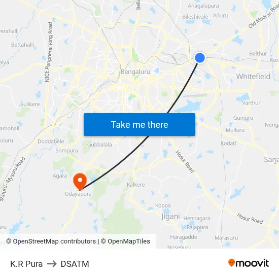 K.R Pura to DSATM map