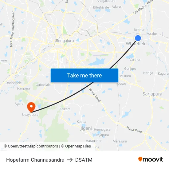 Hopefarm Channasandra to DSATM map
