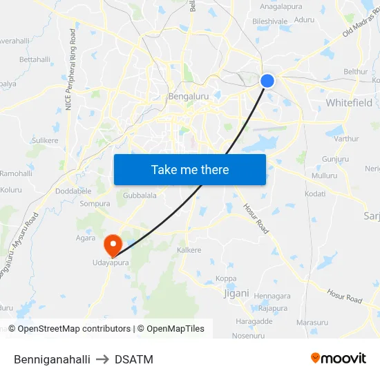 Benniganahalli to DSATM map