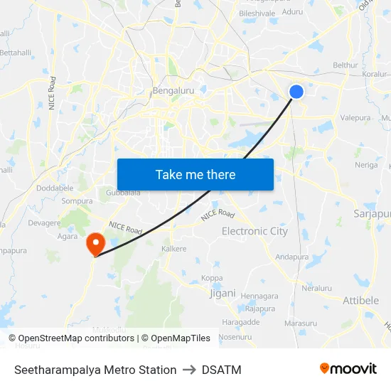 Seetharampalya Metro Station to DSATM map