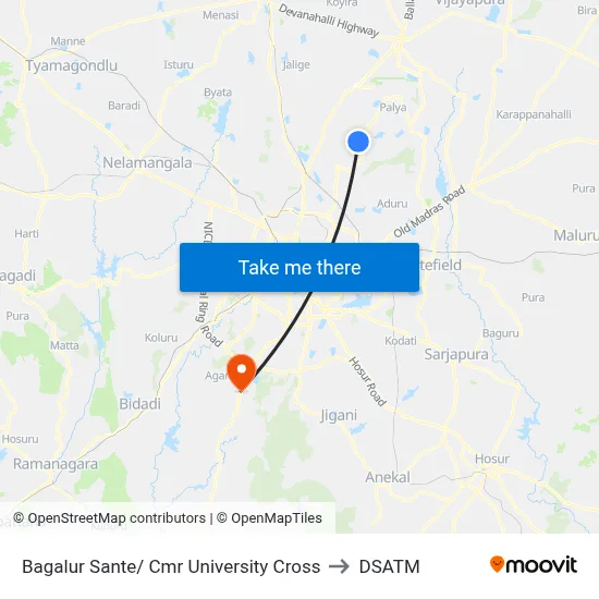 Bagalur Sante/ Cmr University Cross to DSATM map