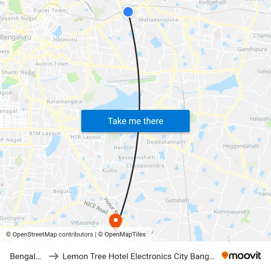 Bengaluru to Lemon Tree Hotel Electronics City Bangalore with public ...