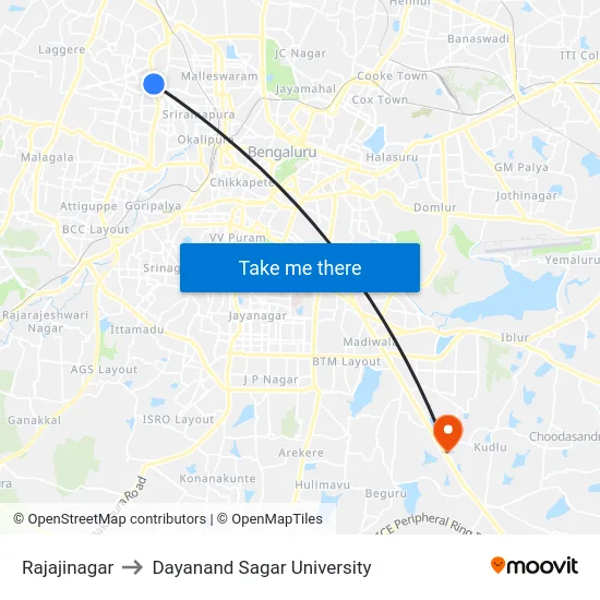 Rajajinagar to Dayanand Sagar University map
