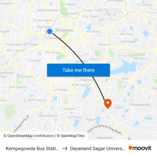 Kempegowda Bus Station to Dayanand Sagar University map