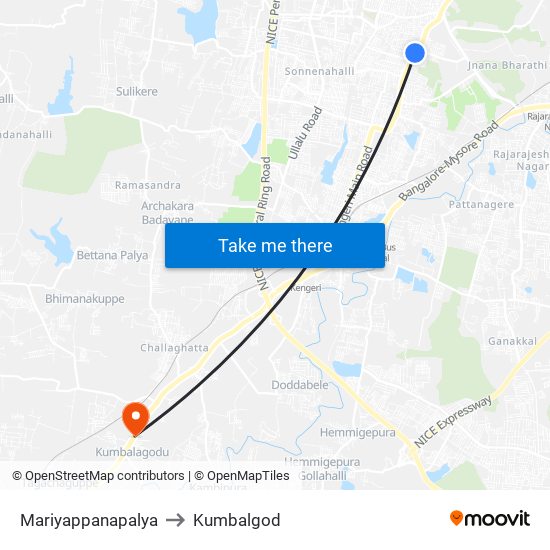 Mariyappanapalya to Kumbalgod map