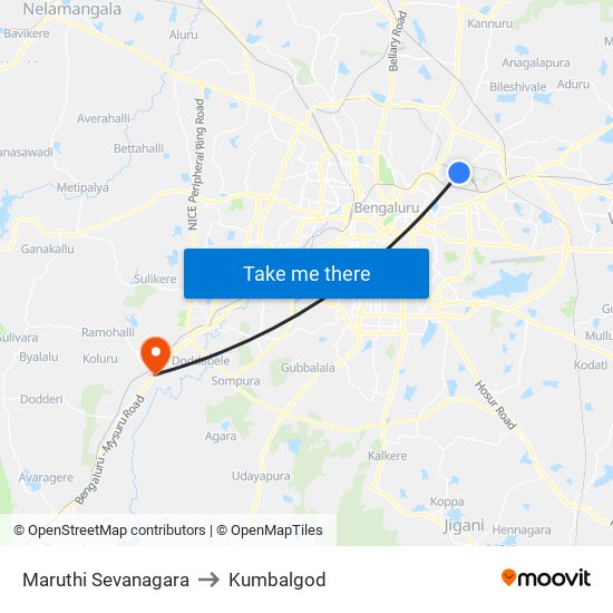 Maruthi Sevanagara to Kumbalgod map