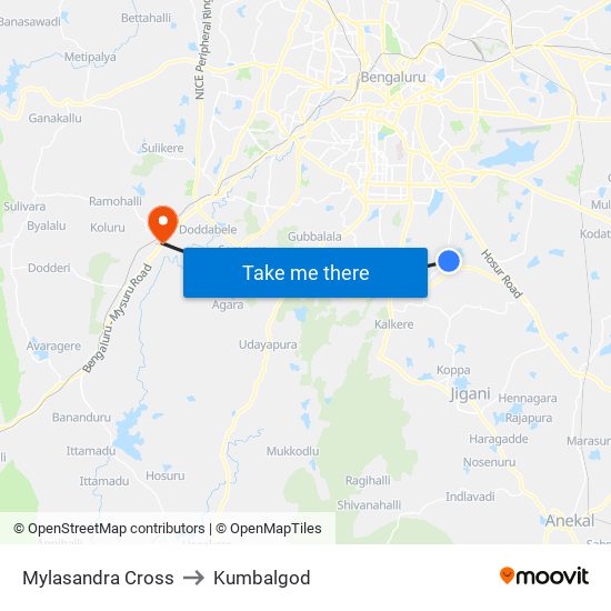 Mylasandra Cross to Kumbalgod map