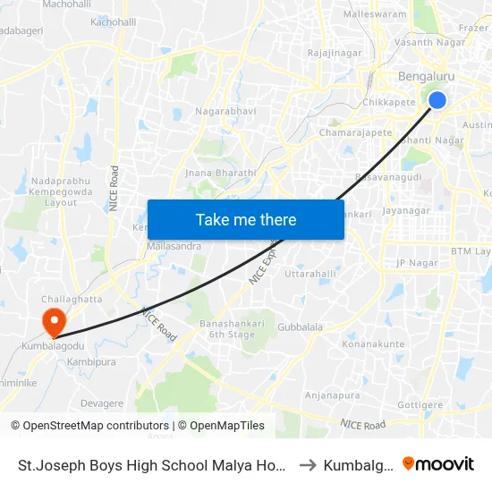St.Joseph Boys High School Malya Hospital to Kumbalgod map