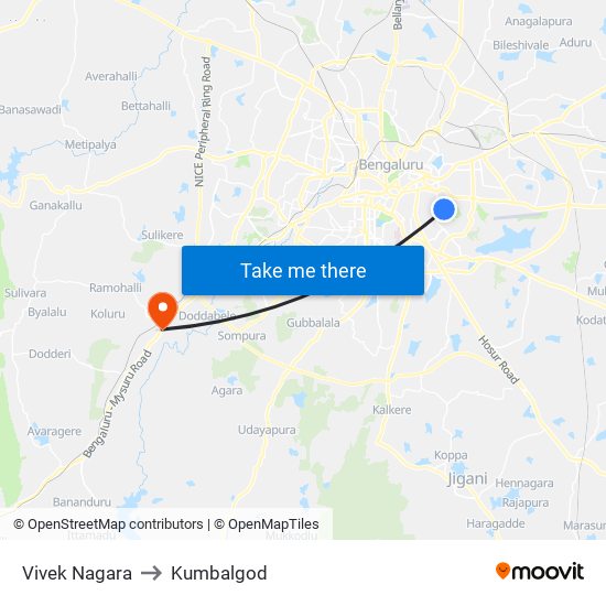 Vivek Nagara to Kumbalgod map