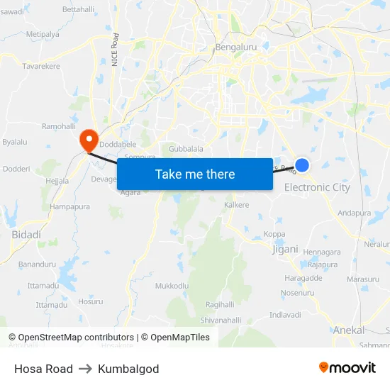 Hosa Road to Kumbalgod map