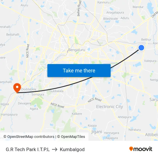 G.R Tech Park I.T.P.L to Kumbalgod map