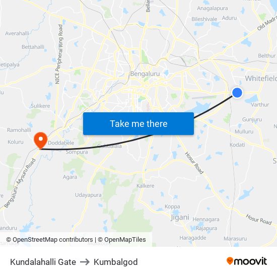 Kundalahalli Gate to Kumbalgod map