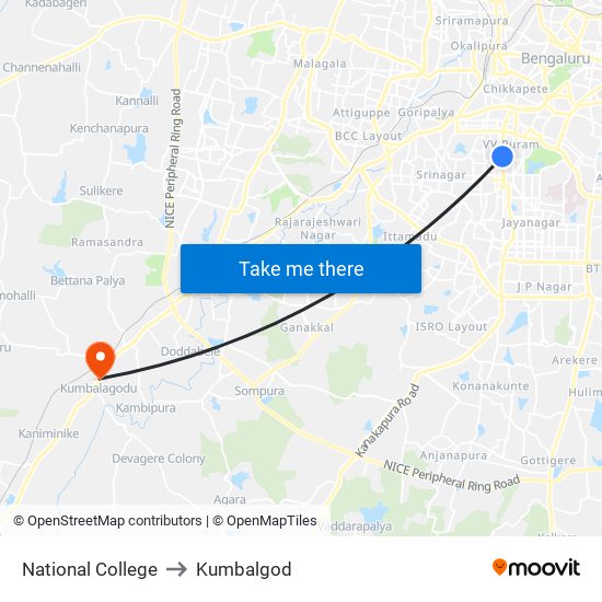 National College to Kumbalgod map